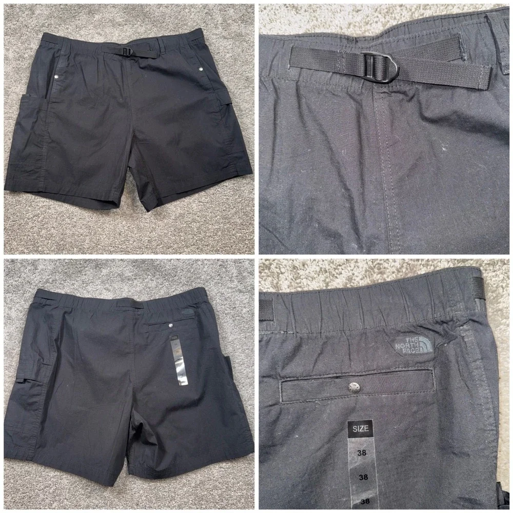 The North Face Belted Cargo Shorts Mens Stretch Black 38 NEW